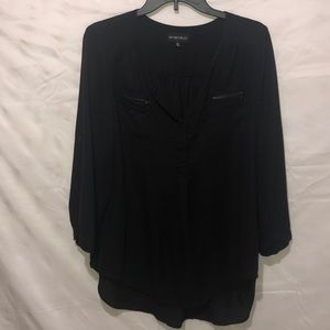 Black Flowy polyester-like shirt